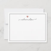 Moderne Script Calligraphy Roos Gold Heart Notitiekaartje (Voorkant)