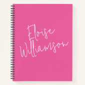 Moderne Script Calligraphy Simple Custom Name Roze Notitieboek (Voorkant)