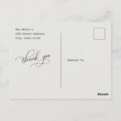 Moderne Script Calligraphy Weddenschap Bedankt Briefkaart (Achterkant)