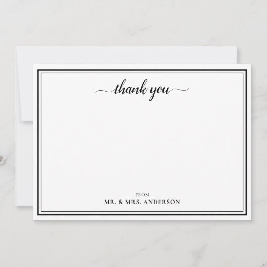 Moderne Script Calligraphy Wedding Bedankt Notitiekaartje (Voorkant)