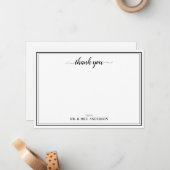 Moderne Script Calligraphy Wedding Bedankt Notitiekaartje (Voorkant / Achterkant in situ)