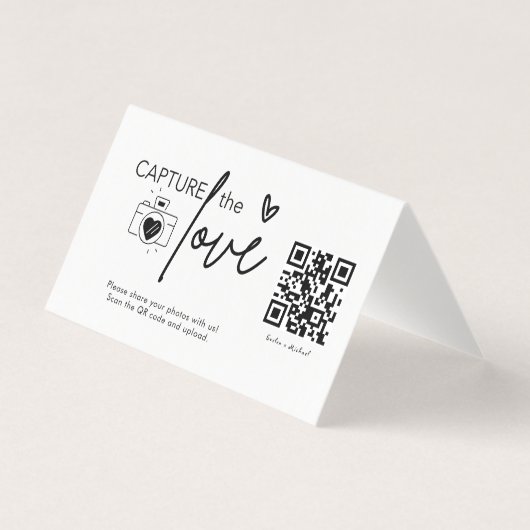 Moderne Script Capture The Love QR-code Vouwkaart Kaart (Voorkant)