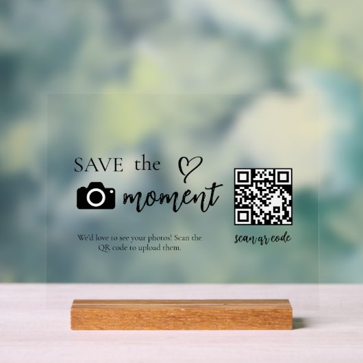 Moderne Script Capture The Love QR-code Weergave Acryl Bord (Neutraal)