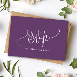 Moderne Script Cassis Bruiloft Menu Keuze RSVP Kaa Kaart