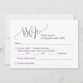 Moderne Script Cassis Bruiloft Menu Keuze RSVP Kaa Kaart (Achterkant)