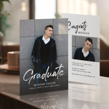 Moderne Script Casual Foto Afstudeer Uitnodiging