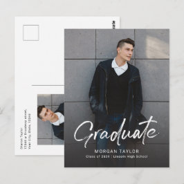 Moderne Script Casual Foto Afstudeer Uitnodiging