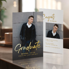 Moderne Script Casual Foto Afstuderen  Folie Uitnodiging