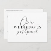 Moderne Script Change of Plans Wedding Postponemen Aankondigingskaart (Voorkant / Achterkant)