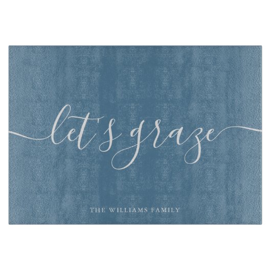 Moderne Script Charcuterie Family Grazing Board Snijplank (Voorkant)