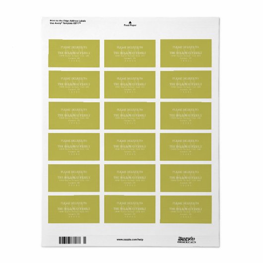 Moderne Script Chartreuse Citrus Monogram Huwelijk Etiket (Full Sheet)