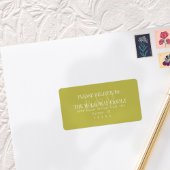 Moderne Script Chartreuse Citrus Monogram Huwelijk Etiket