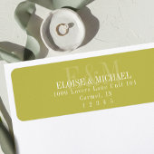 Moderne Script Chartreuse Citrus Monogram Huwelijk Etiket