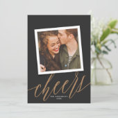 Moderne Script Cheers Nieuwjaar feestdag fotokaart Feestdagenkaart (Staand voorkant)