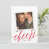Moderne Script Cheers Nieuwjaar feestdag fotokaart Feestdagenkaart (Staand voorkant)