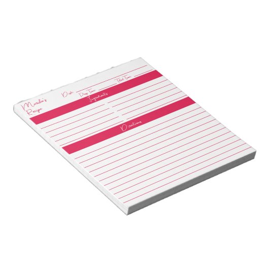 Moderne Script Cherry Red persoonlijke recepten Notitieblok (Schuin)