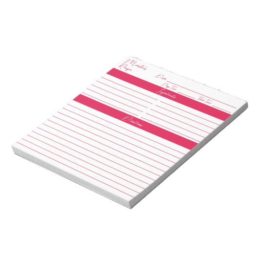 Moderne Script Cherry Red persoonlijke recepten Notitieblok (Linkerzijde)