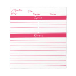Moderne Script Cherry Red persoonlijke recepten Notitieblok