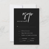 Moderne Script Chic Zwart-Wit Huwelijk RSVP Kaartje (Voorkant)