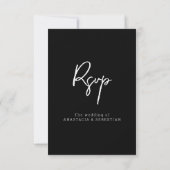 Moderne Script Chic Zwart-Wit Huwelijk RSVP Kaartje (Achterkant)