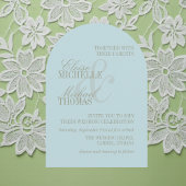 Moderne Script Citrus Blau Formele Boog Trouw Kaart