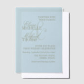 Moderne Script Citrus Blau Formele Trouwdag Vellum Uitnodigingen (Offset)