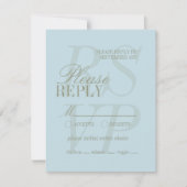 Moderne Script Citrus Blauwe Formele Trouwkaart RSVP Kaartje (Voorkant)
