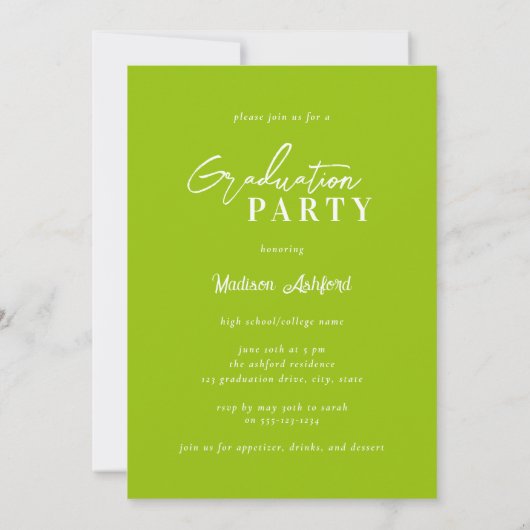 Moderne Script Citrus Photo Graduation Party Kaart (Achterkant)