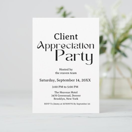 Moderne script client appreciatie party dankbaar kaart (Staand voorkant)