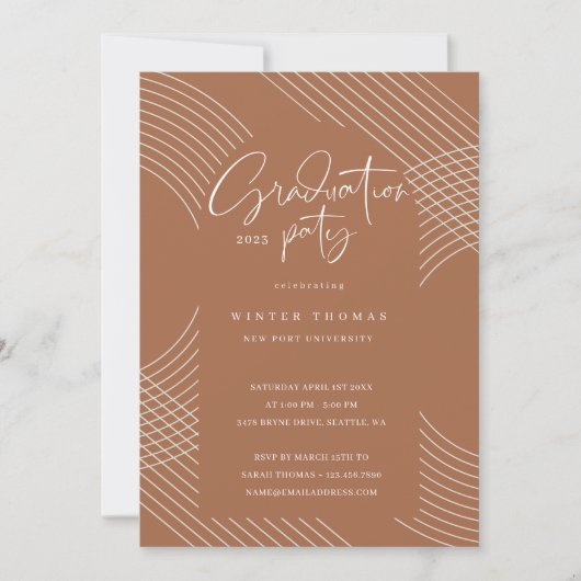 Moderne Script Concentric Arches Graduation Party Kaart (Voorkant)