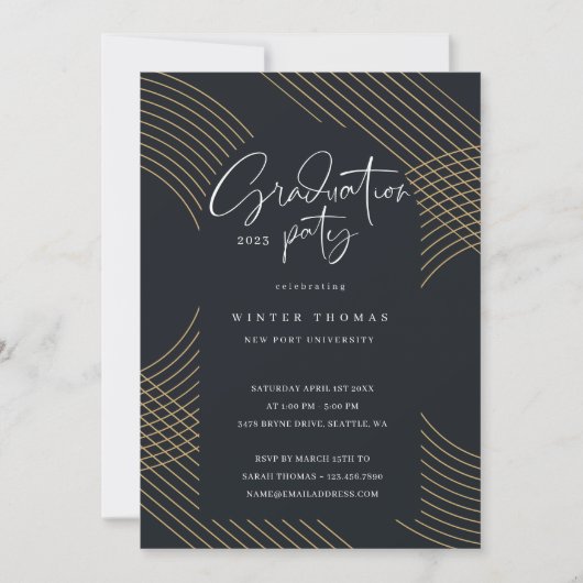 Moderne Script Concentric Arches Graduation Party Kaart (Voorkant)