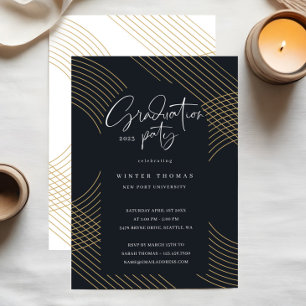 Moderne Script Concentric Arches Graduation Party Kaart