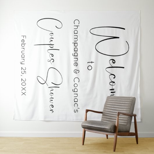 Moderne Script Couples Douche Welkom Achtergrond Wandkleed (In Situ (horizontaal))