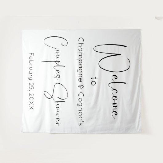 Moderne Script Couples Douche Welkom Achtergrond Wandkleed (Voorkant (horizontaal))