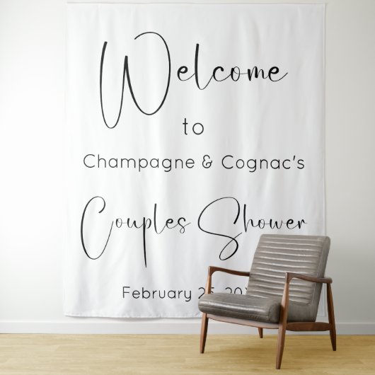 Moderne Script Couples Douche Welkom Achtergrond Wandkleed (In situ)
