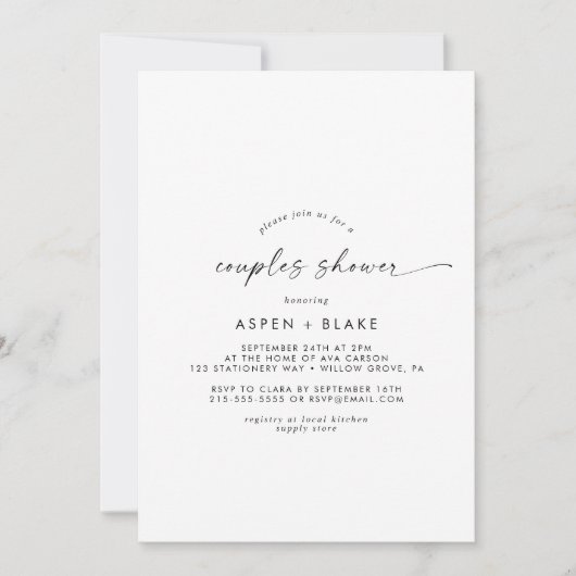 Moderne Script Couples Shower Kaart (Voorkant)