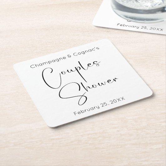Moderne Script Couples Shower Kartonnen Onderzetters (Schuin)