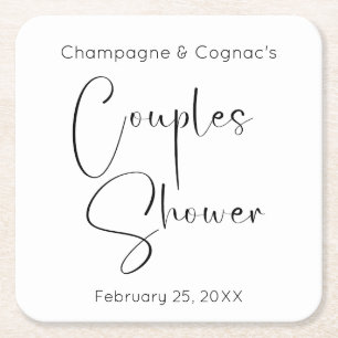Moderne Script Couples Shower Kartonnen Onderzetters