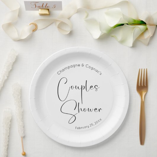 Moderne Script Couples Shower Papieren Bordje (Huwelijk)