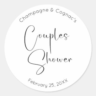 Moderne Script Couples Shower Ronde Sticker