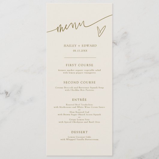Moderne Script Crème Trouwmenu Menu (Voorkant)