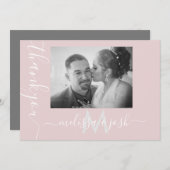 Moderne Script Dank U Huwelijk Koppels Foto Roze Kaart (Voorkant / Achterkant)