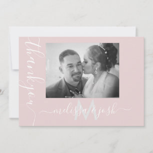 Moderne Script Dank U Huwelijk Koppels Foto Roze Kaart