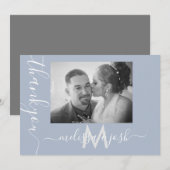 Moderne Script Dank U Huwelijk Koppels Fotokaart Kaart (Voorkant / Achterkant)