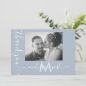 Moderne Script Dank U Trouwkoppels Fotokaart Kaart (Staand voorkant)