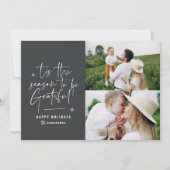 Moderne script dankbaar fotovakantie feestdagenkaart (Voorkant)