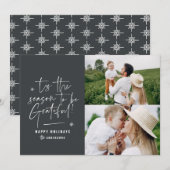 Moderne script dankbaar fotovakantie feestdagenkaart (Voorkant / Achterkant)