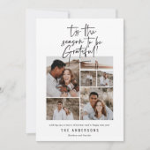 Moderne script dankbaar fotovakantie feestdagenkaart (Voorkant)