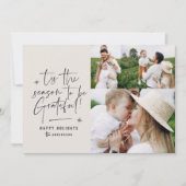 Moderne script dankbaar fotovakantie feestdagenkaart (Voorkant)