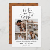 Moderne script dankbaar fotovakantie feestdagenkaart (Voorkant / Achterkant)